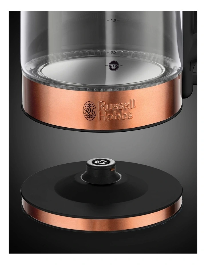 Outlet 𧨠Russell Hobbs Brooklyn Glass/Copper Kettle RHK172 π₯° - Image 3