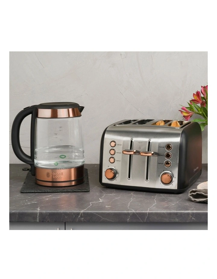 Outlet 𧨠Russell Hobbs Brooklyn Glass/Copper Kettle RHK172 π₯° - Image 5