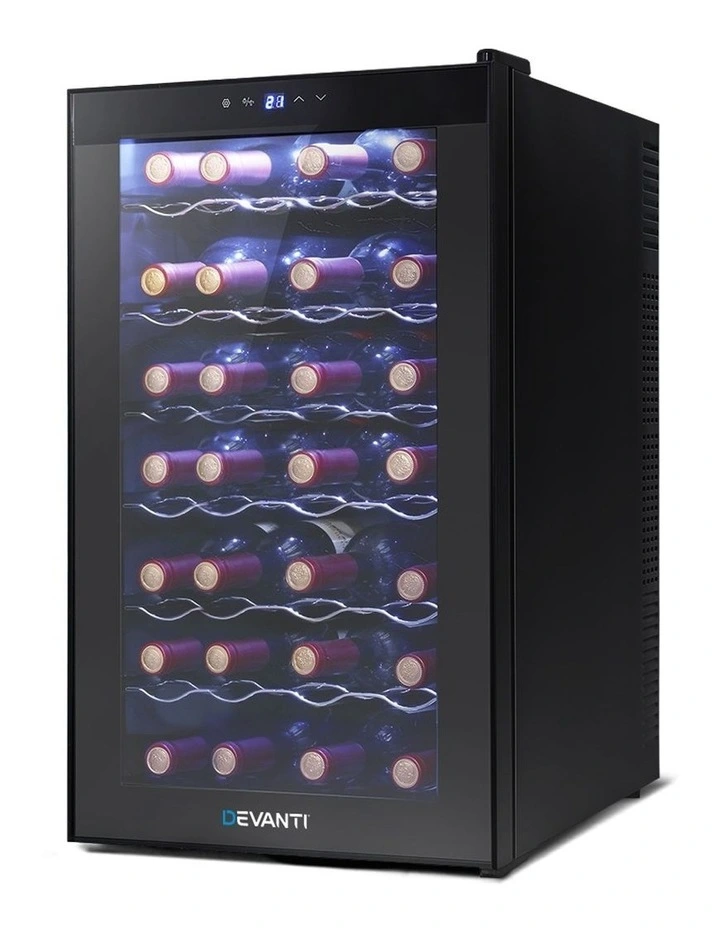 Cheapest 𧨠Devanti Wine Cooler 28 Bottle Thermoelectric Chiller Storage Fridge Cellar Black π