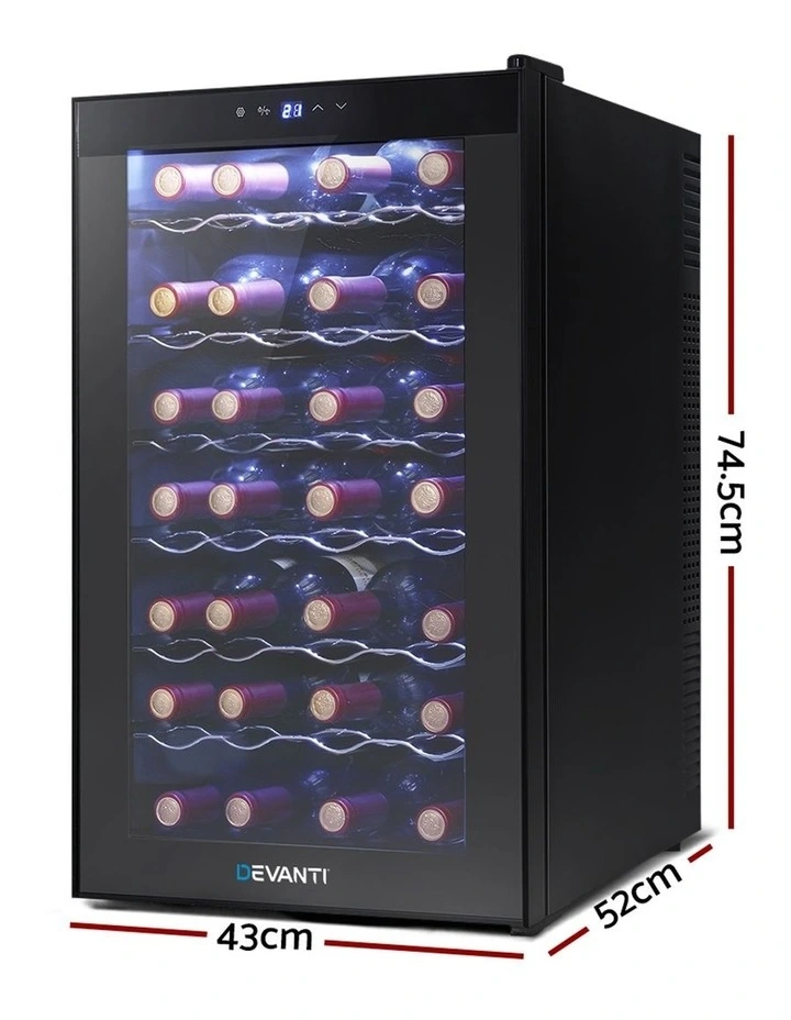 Cheapest 𧨠Devanti Wine Cooler 28 Bottle Thermoelectric Chiller Storage Fridge Cellar Black π - Image 2
