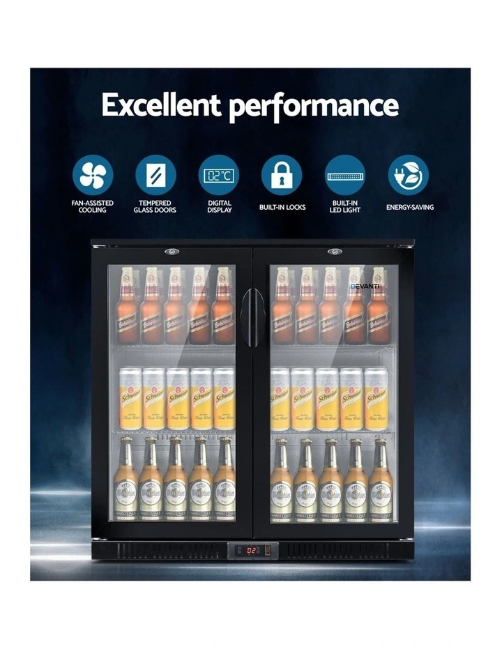 Best reviews of 𧨠Devanti 2 Glass Door Bar Fridge Black BF-E-198L-BK π - Image 4