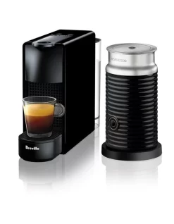 Budget 😍 Nespresso By Breville Essenza Mini & Milk Capsule Coffee Machine Piano Black BEC250BLK 🎉