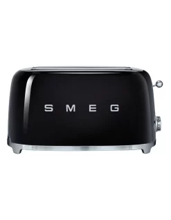 Deals 😉 Smeg 50's Style Longslot 4 Slice Toaster Black TSF02BLAU ⭐