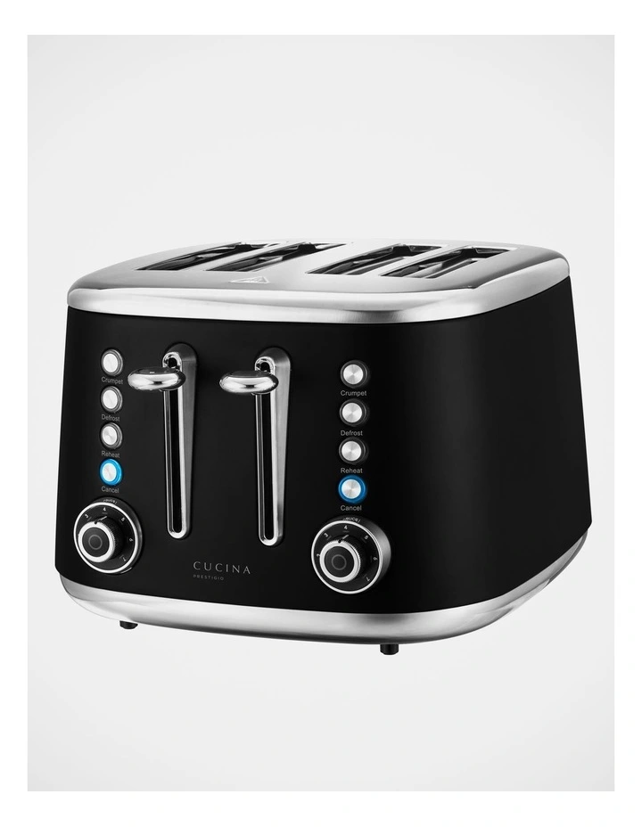 Discount β€οΈ Cucina Prestigio Retro 4 Slice Toaster Black CT004B β