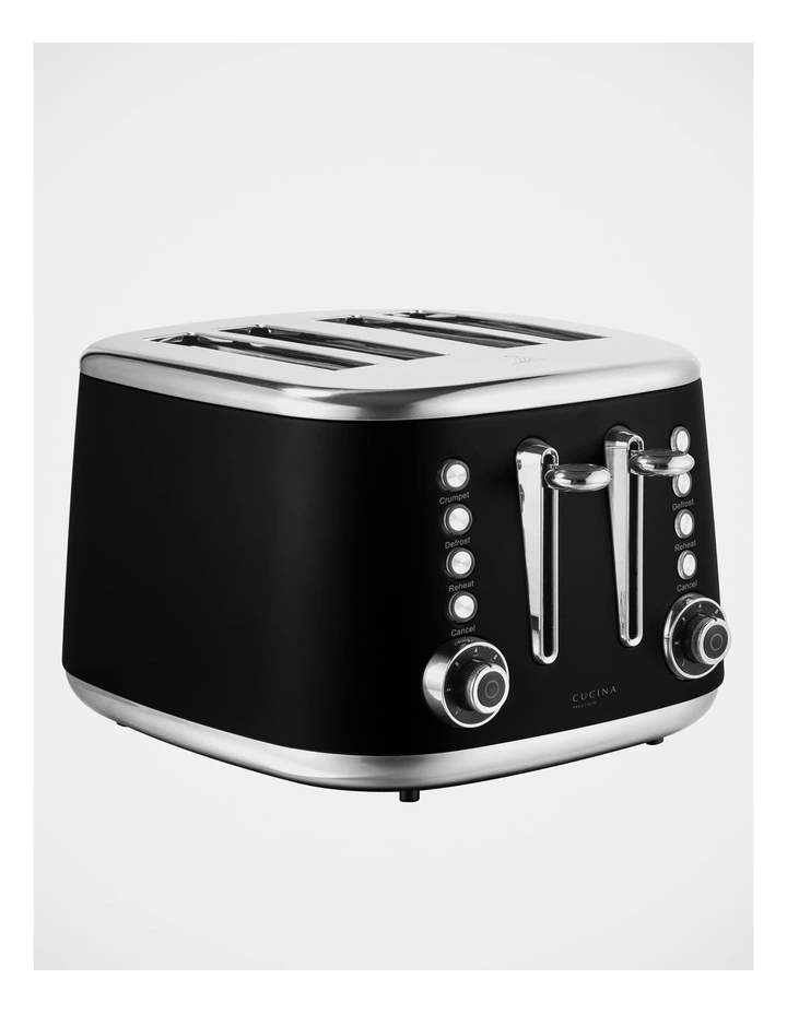 Discount β€οΈ Cucina Prestigio Retro 4 Slice Toaster Black CT004B β - Image 3