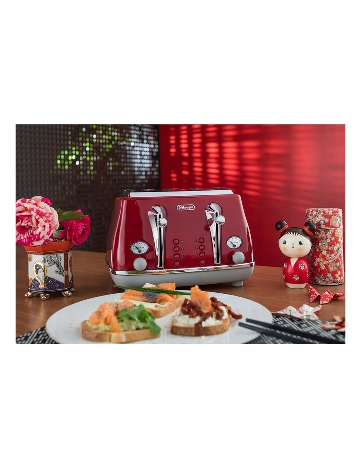 Best deal โญ Delonghi Icona Capitals Tokyo 4 Slice Toaster Red CTOC4003R ๐ - Image 3