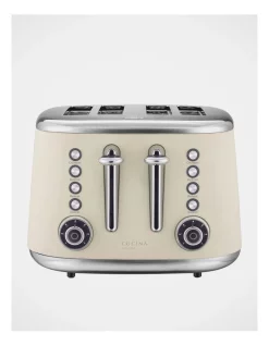 Discount 💯 Cucina Prestigio Retro 4 Slice Toaster Almond CT004C 🔥