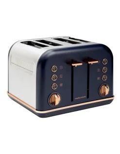 Best Pirce 🥰 Morphy Richards Accents Rose Gold 4 Slice Toaster Midnight Blue 242041 🛒