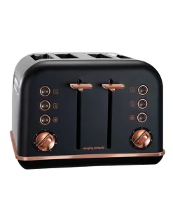 Hot Sale 🎁 Morphy Richards Accents 4 Slice Toaster Rose Gold Black 242107 🛒